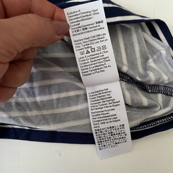 J.Crew Women's Top Navy White Striped Nautical Button Down Stretch Fabric XL - Picture 8 of 11